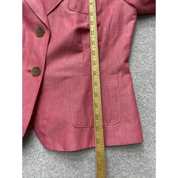 Loft Womens Blazer Jacket Medium Pink Linen Blend Business Casual Vintage Look - Picture 9 of 11